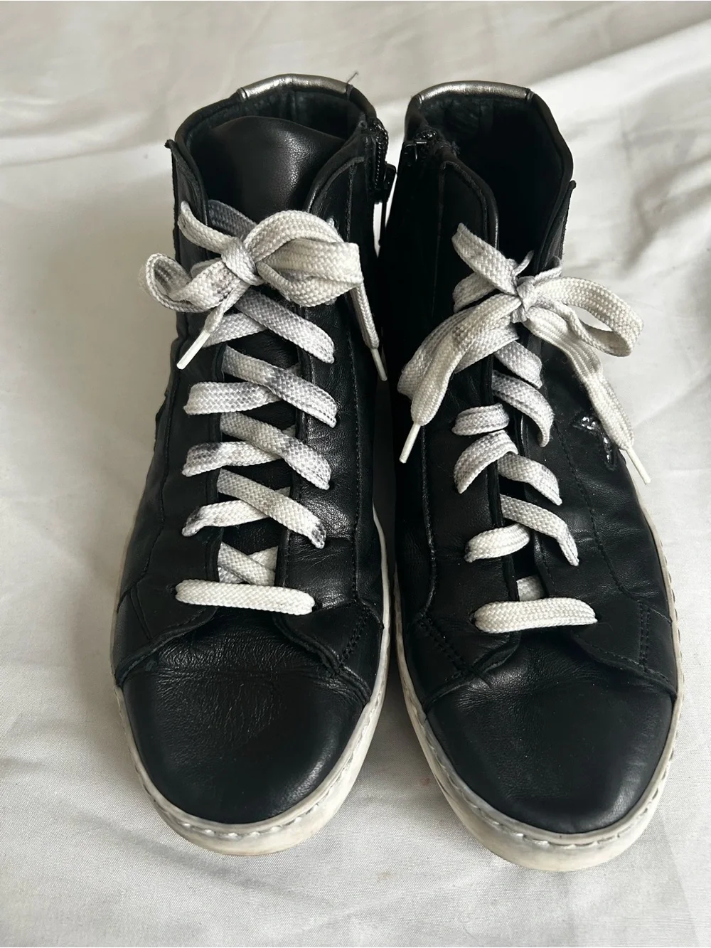 OVYE SHOES Black High-Top Athletic Sneakers with White Laces